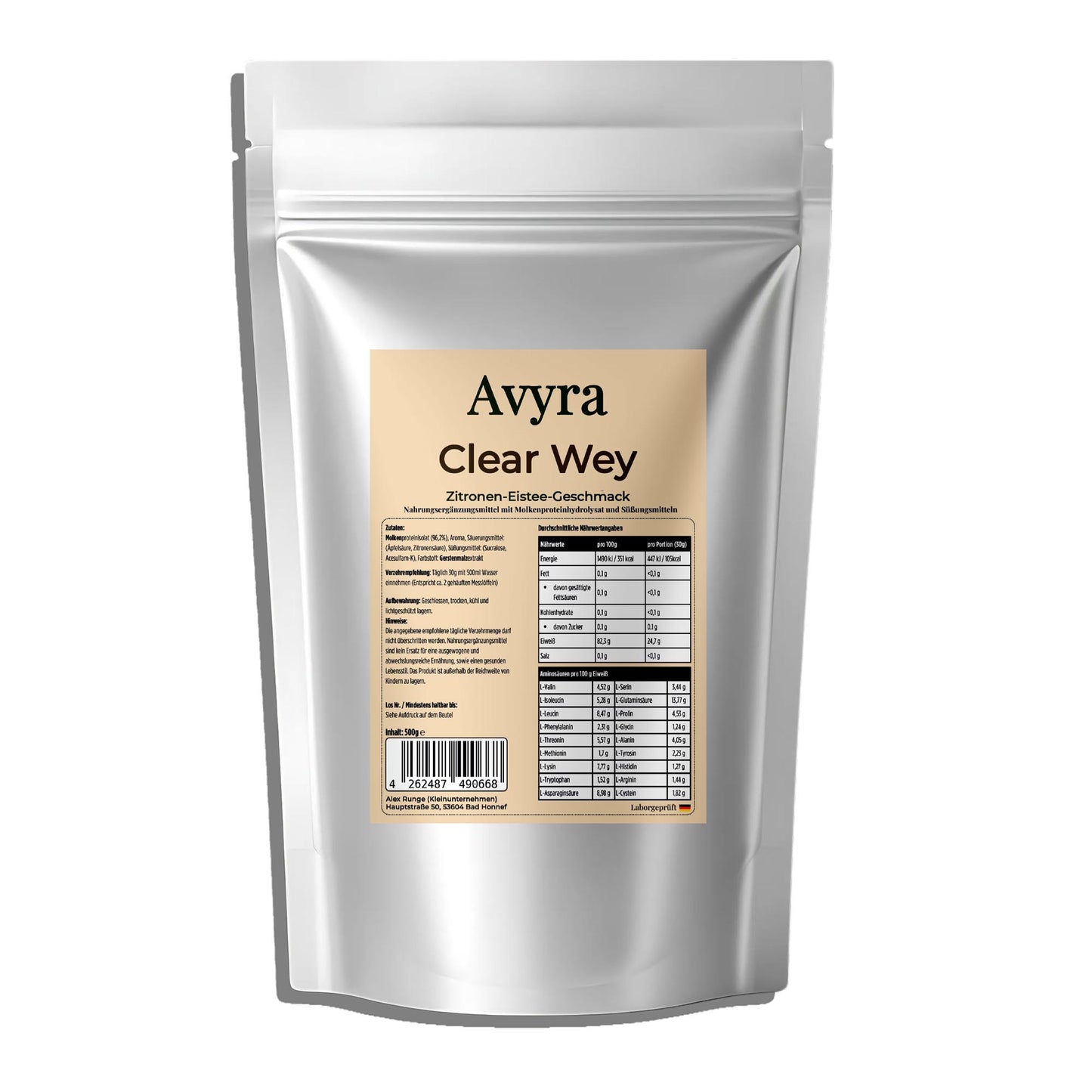 Clear Whey Protein Eistee Zitrone - 500g - Avyra Deluca Shop