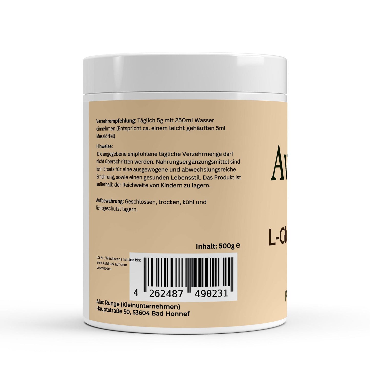 L - Glutamin Pulver - 500g - Avyra Deluca Shop
