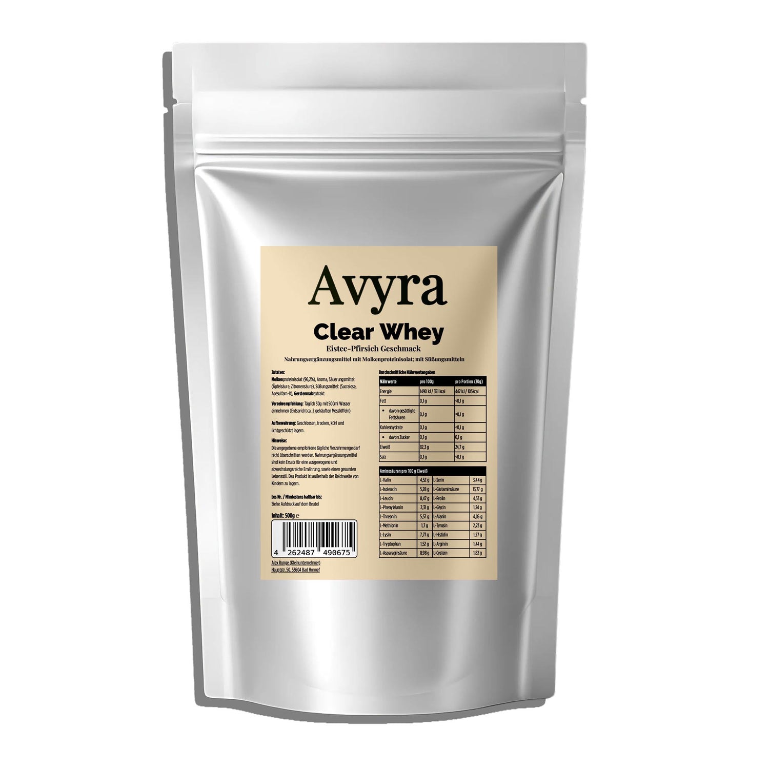 Clear Whey Protein Eistee Pfirsich - 500g - Avyra Deluca Shop