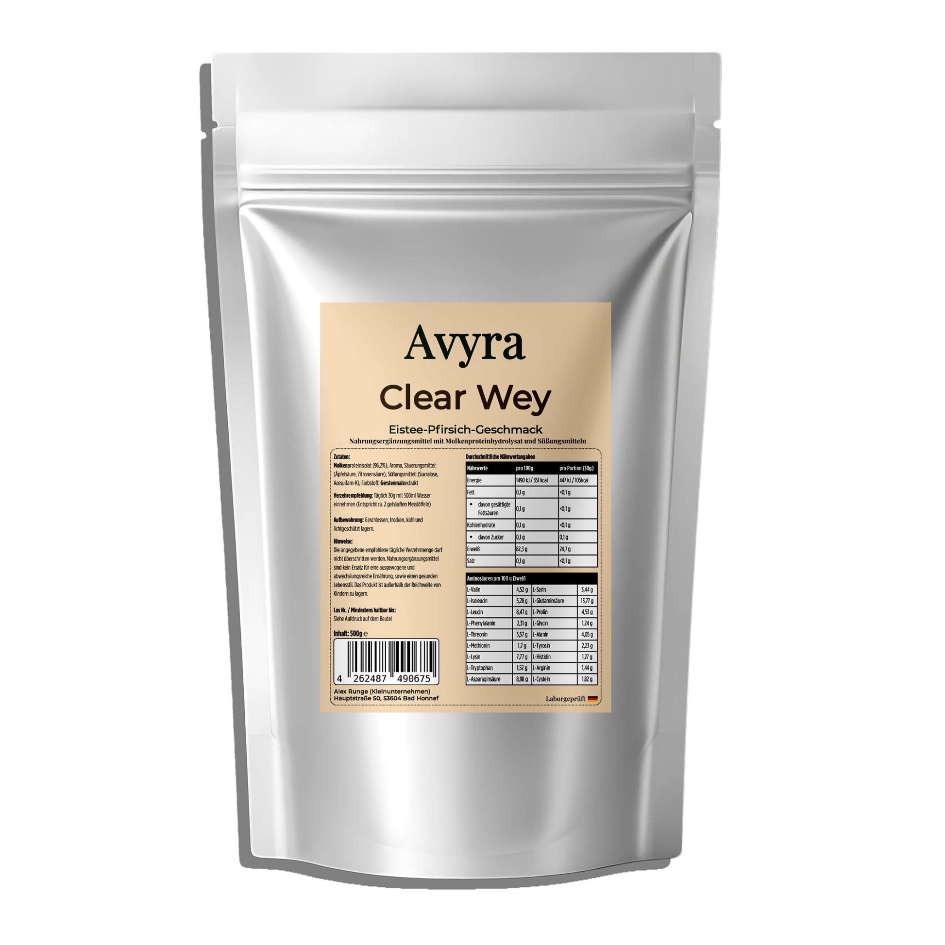 Clear Whey Protein Eistee Pfirsich - 500g - Avyra Deluca Shop