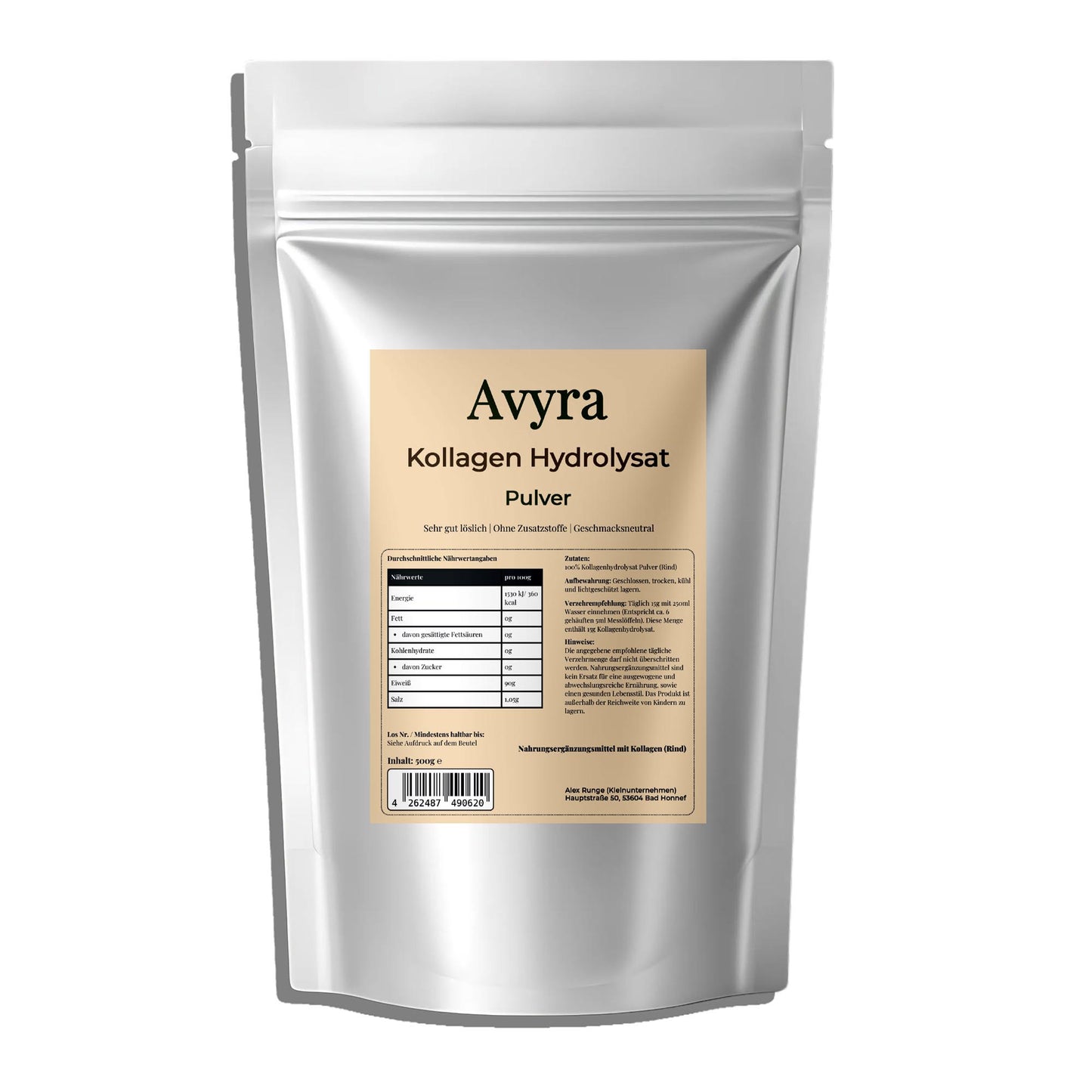 Kollagen Hydrolysat Pulver - 500g Doypack - Avyra Deluca Shop