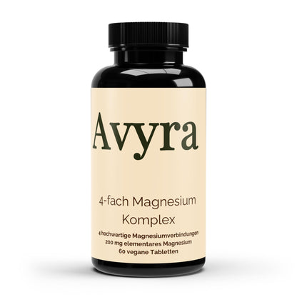 Magnesium 4fach Komplex - 60 vegane Tabletten - Avyra Deluca Shop