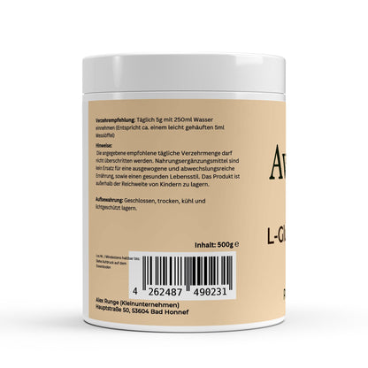 L - Glutamin Pulver - 500g - Avyra Deluca Shop